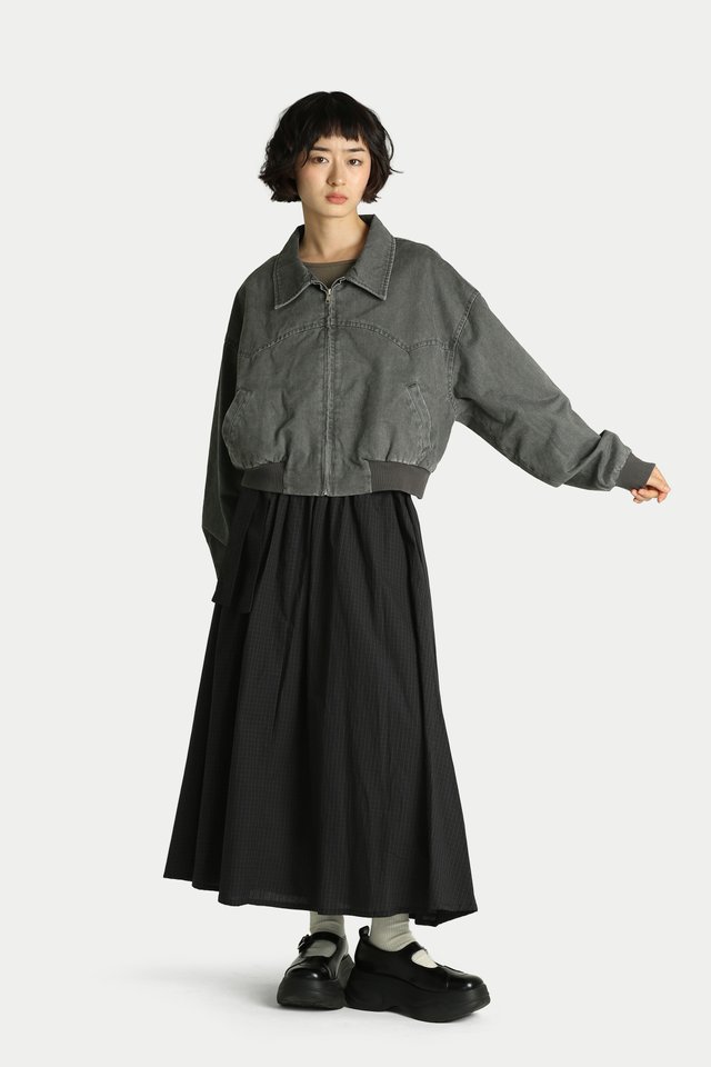 KAILANY CROP BOMBER JACKET IN CHARCOAL