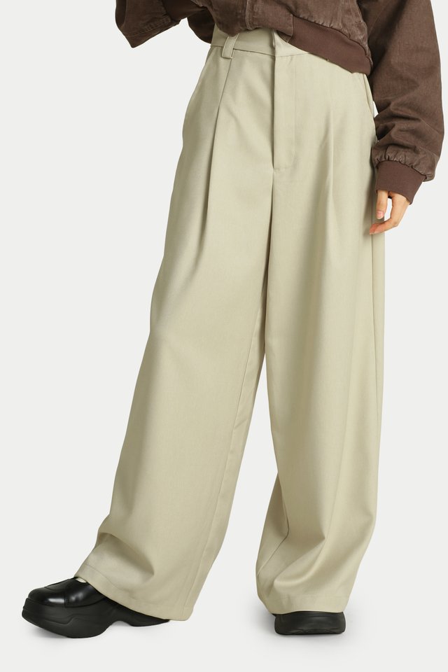 BRIAIR PLEATED SUIT TROUSERS IN OAT