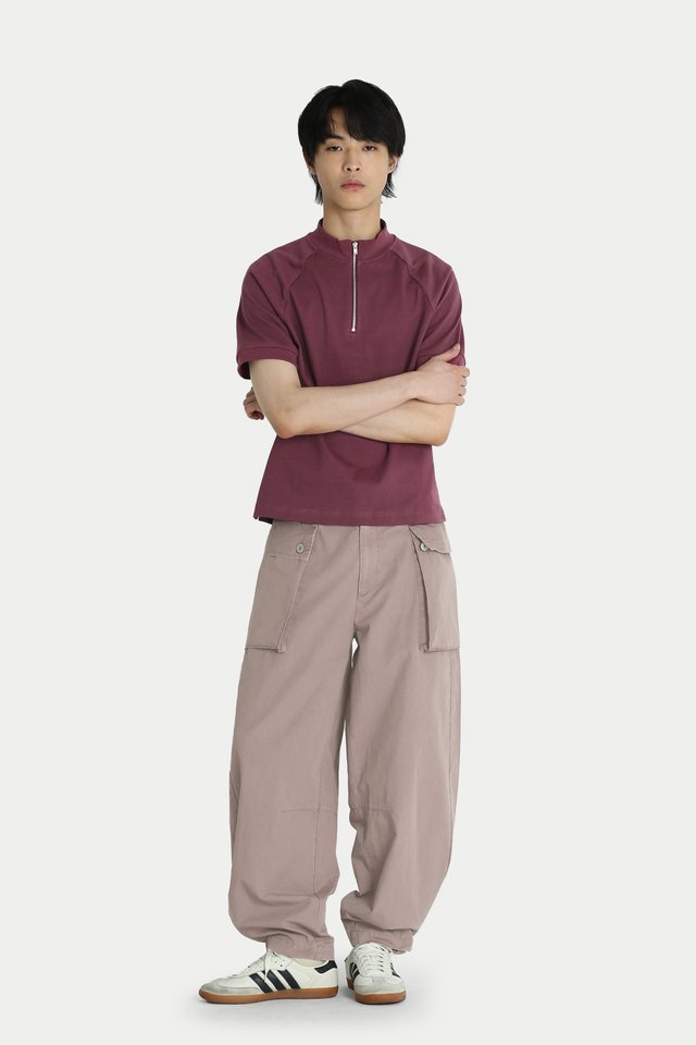 GUS RELAXED-FIT MONKEY TROUSERS IN MAUVE