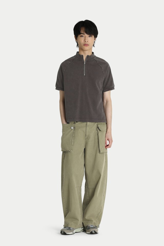 GUS RELAXED-FIT MONKEY TROUSERS IN MOSS