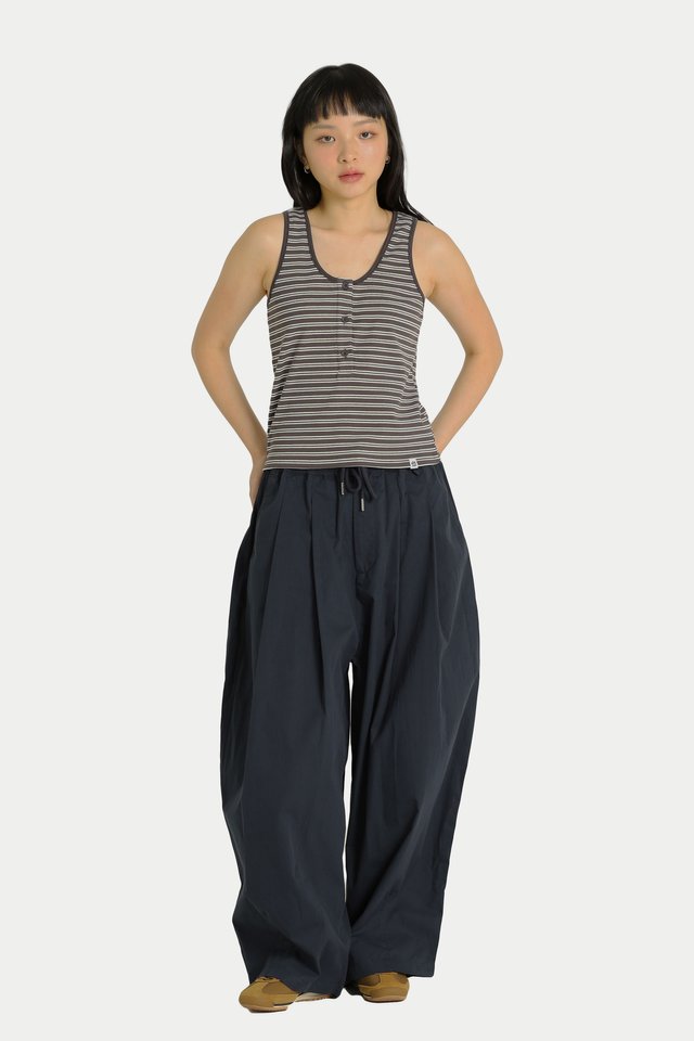 NIKO STRIPE HENLEY TANK TOP IN ASH