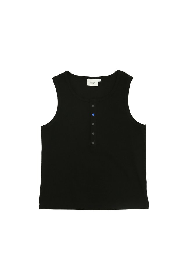 ARCADE X HIRO Y. HENLEY TANK TOP IN BLACK