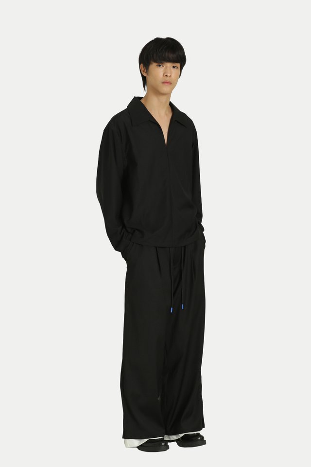 ARCADE X HIRO Y. WIDE-FIT TROUSERS IN BLACK