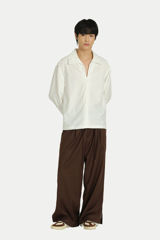 ARCADE X HIRO Y. WIDE-FIT TROUSERS IN CHOCOLATE
