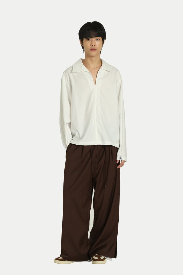 ARCADE X HIRO Y. SKIPPER COLLAR TOP IN WHITE