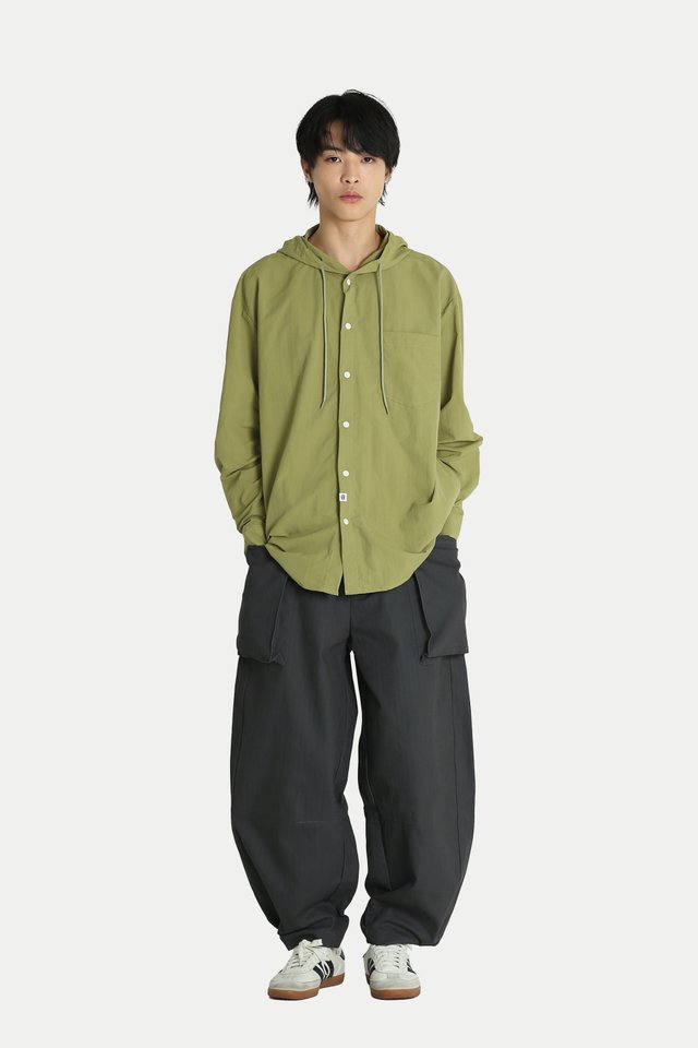 GUS RELAXED-FIT MONKEY TROUSERS IN CHARCOAL