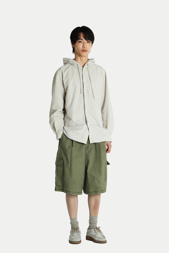 DALEY RELAXED-FIT HOODIE SHIRT IN BONE