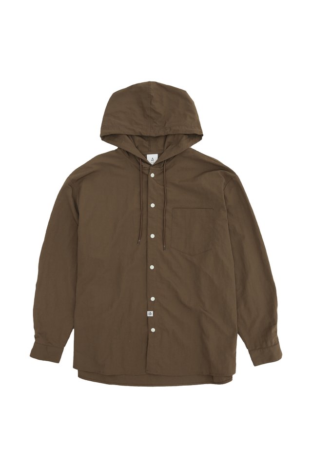 DALEY RELAXED-FIT HOODIE SHIRT IN WALNUT