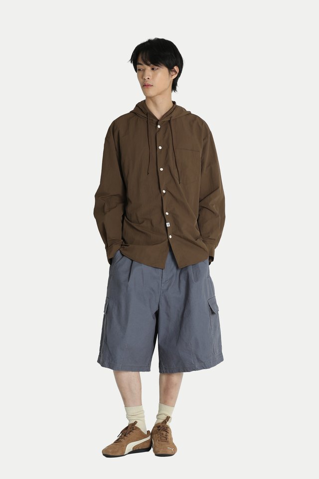 AXEL BOXY-FIT BALLOON SHORTS IN STEEL
