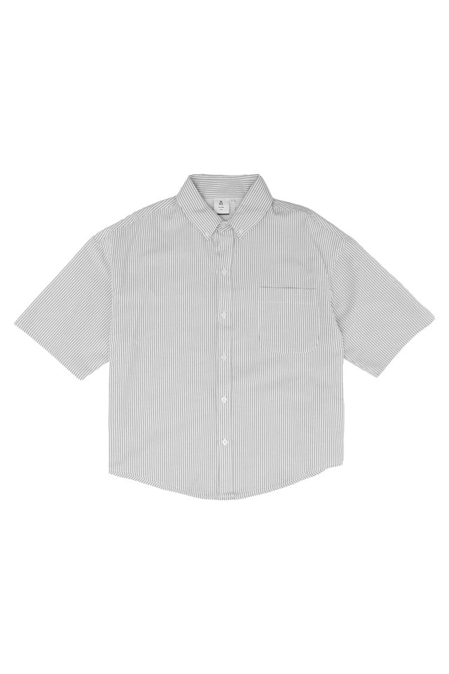 KIP STRIPED OXFORD AERO SHIRT IN GREY