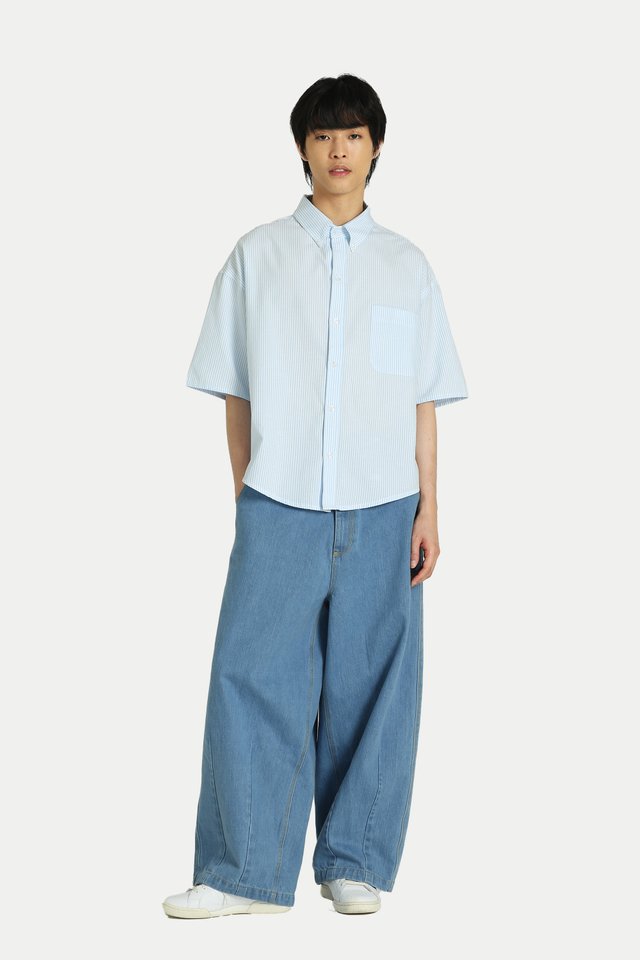 KIP STRIPED OXFORD AERO SHIRT IN SKY