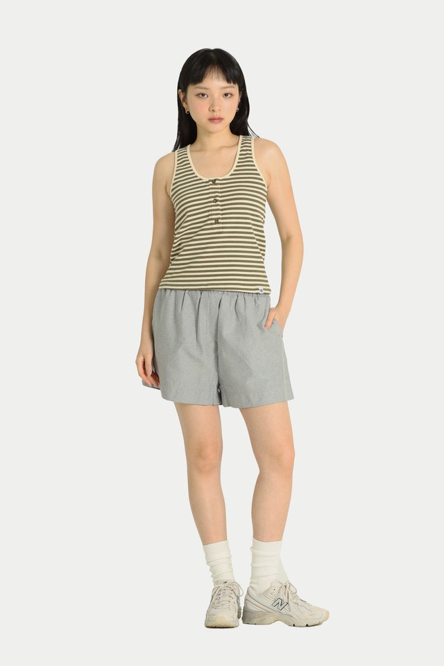 NIKO STRIPE HENLEY TANK TOP IN OLIVE