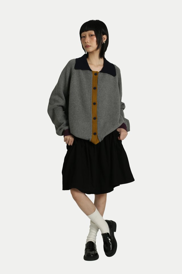MAITO COLOUR BLOCK CARDIGAN IN SMOKY
