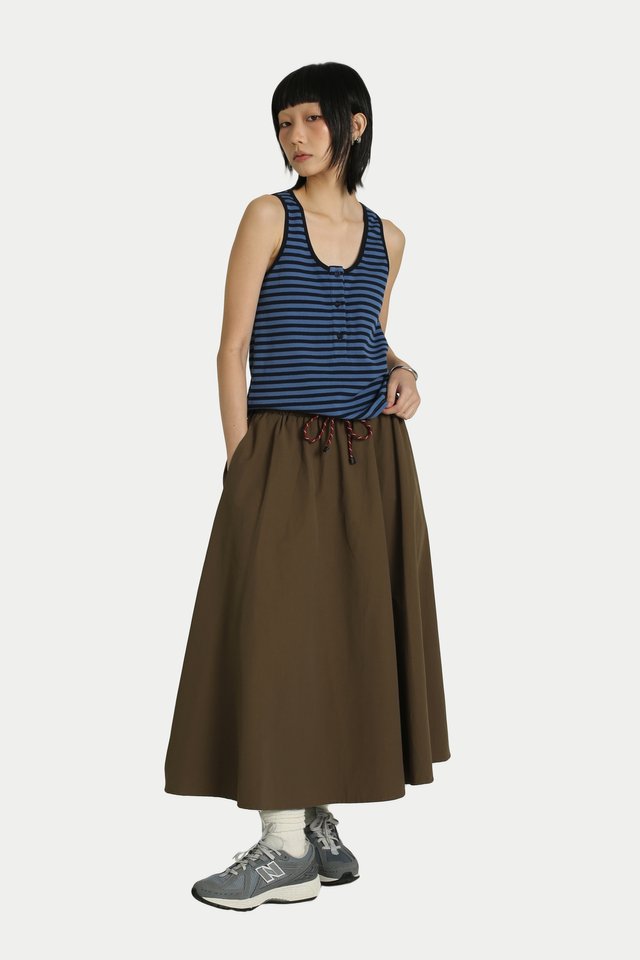 NIKO STRIPE HENLEY TANK TOP IN BLUEBERRY