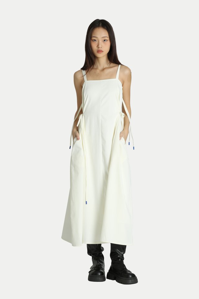 ARCADE X HIRO Y. WAIST TIE DRESS IN WHITE