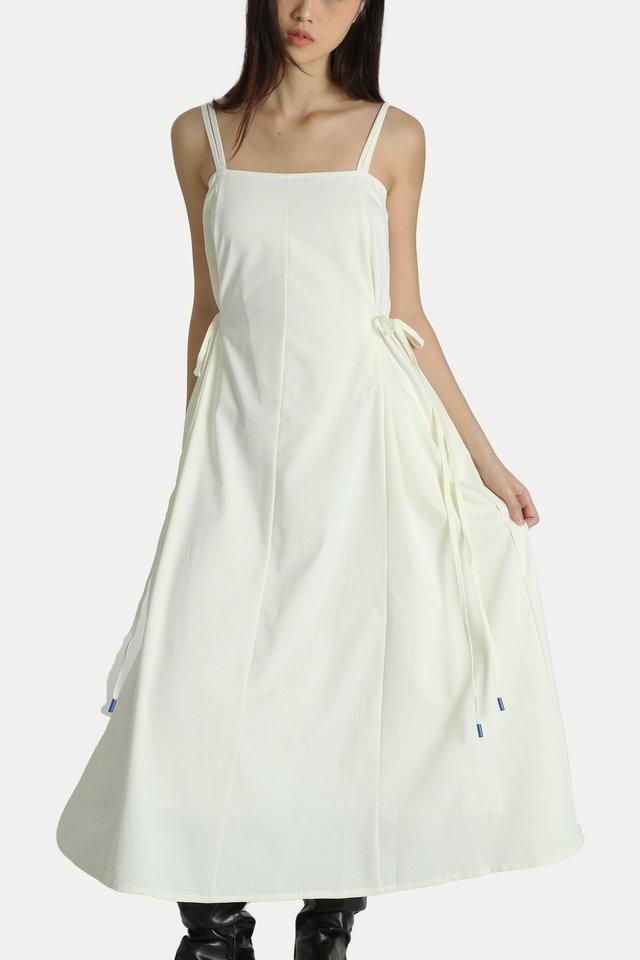 ARCADE X HIRO Y. WAIST TIE DRESS IN WHITE