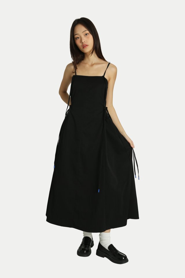 ARCADE X HIRO Y. WAIST TIE DRESS IN BLACK