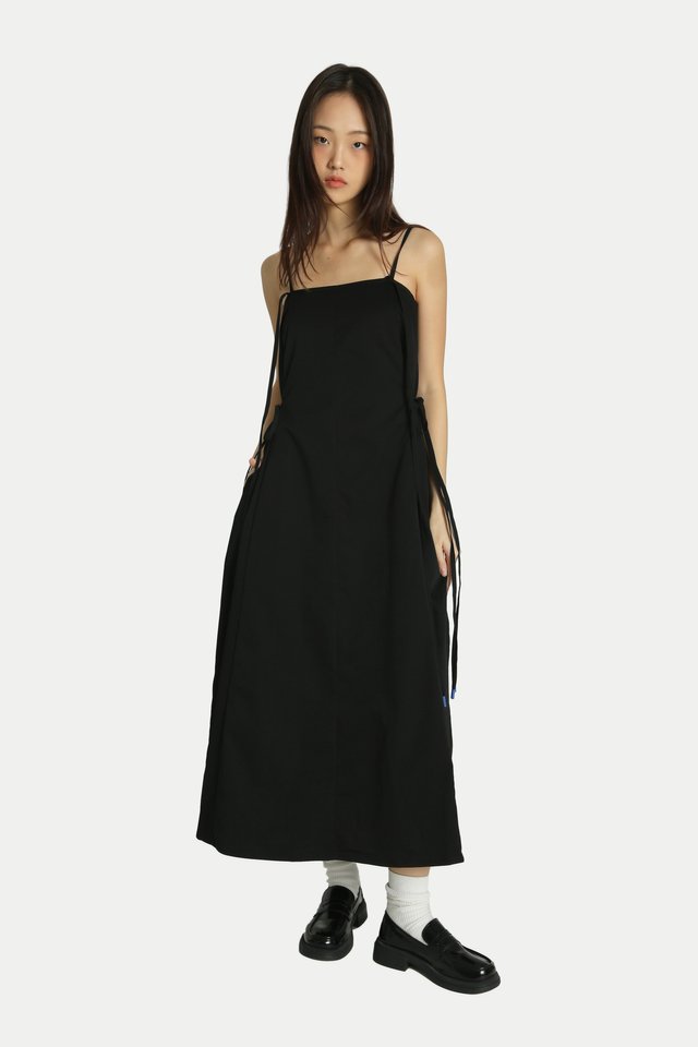 ARCADE X HIRO Y. WAIST TIE DRESS IN BLACK