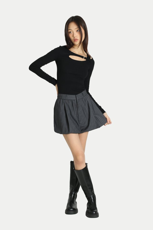 MACIE MINI BUBBLE SHORTS IN GREY STRIPES