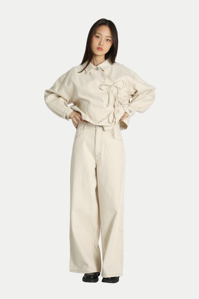 EDEN STRAIGHT-FIT DENIM JEANS IN ECRU