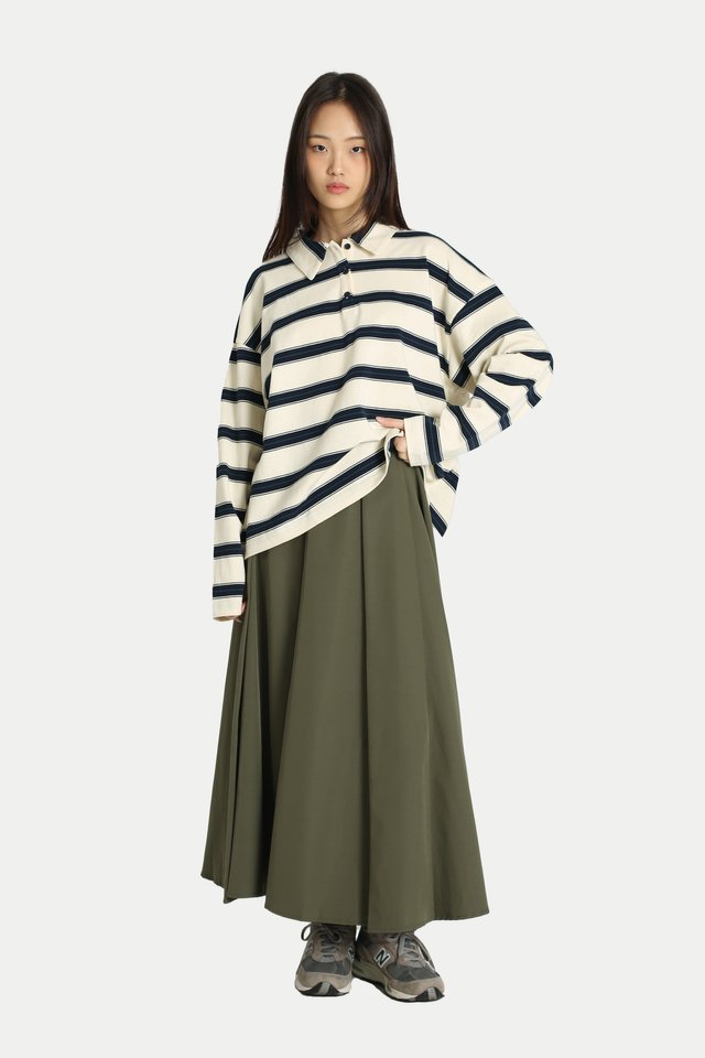 EMBER NYLON FLARE SKIRT IN HUNTER