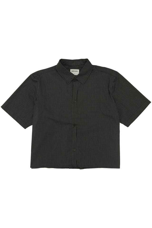 EMERY CROPPED CHECKED SHIRT IN BLACK