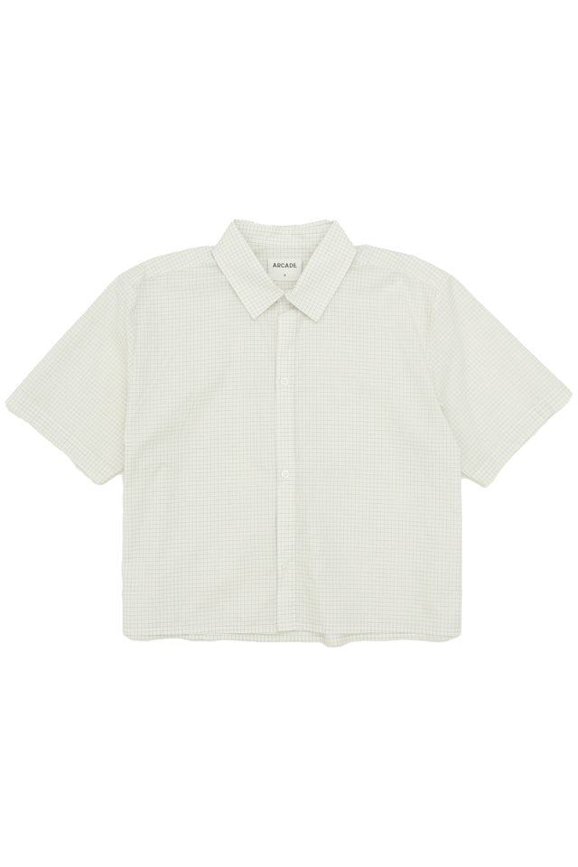 EMERY CROPPED CHECKED SHIRT IN WHITE