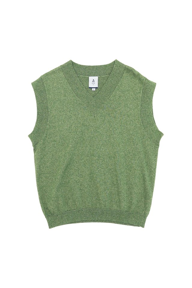 LYON SPECKLED KNIT VEST IN GREEN