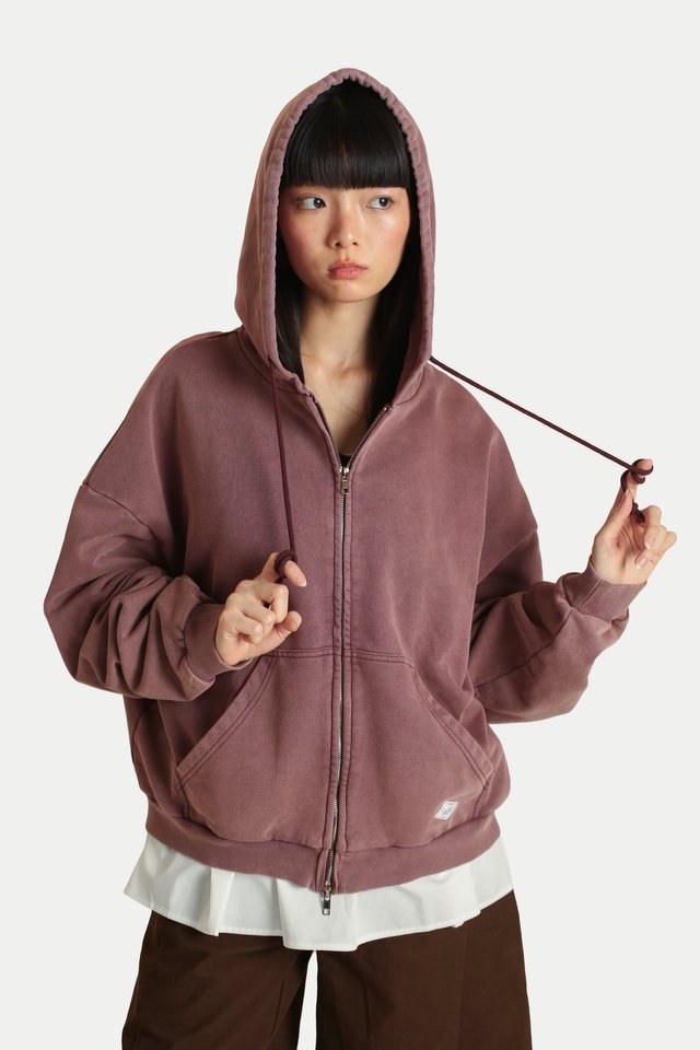 PABLO BOXY-FIT HOODIE IN BURGUNDY