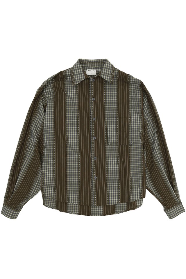 ALTON PANELLED OVERSIZED POCKET SHIRT IN OLIVE