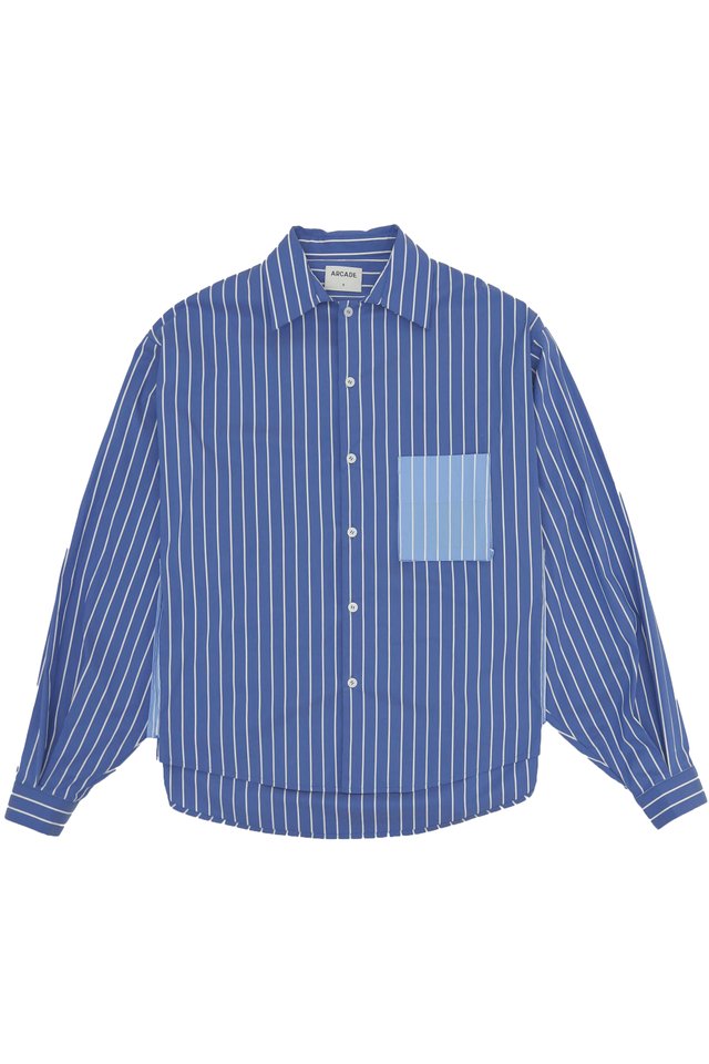 ALTON OVERSIZED CONTRAST POCKET SHIRT IN BLUE