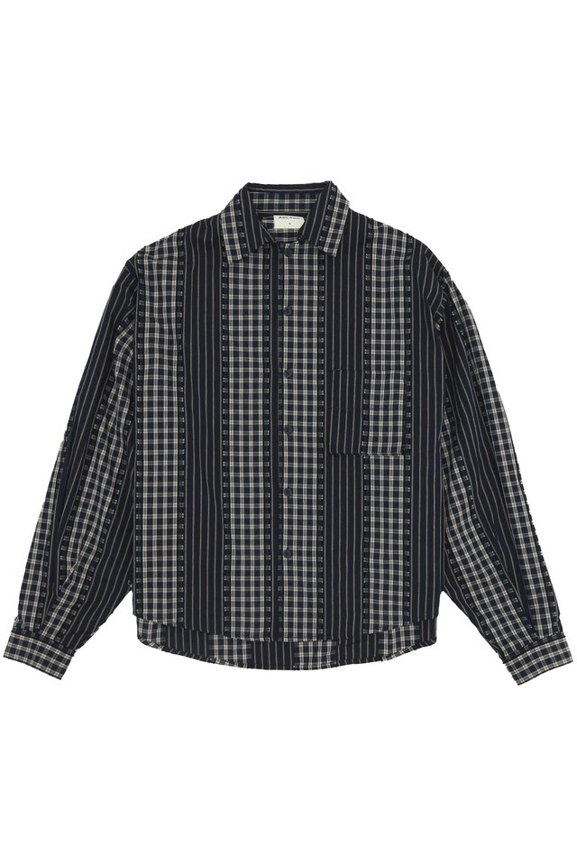 ALTON PANELLED OVERSIZED POCKET SHIRT IN NAVY