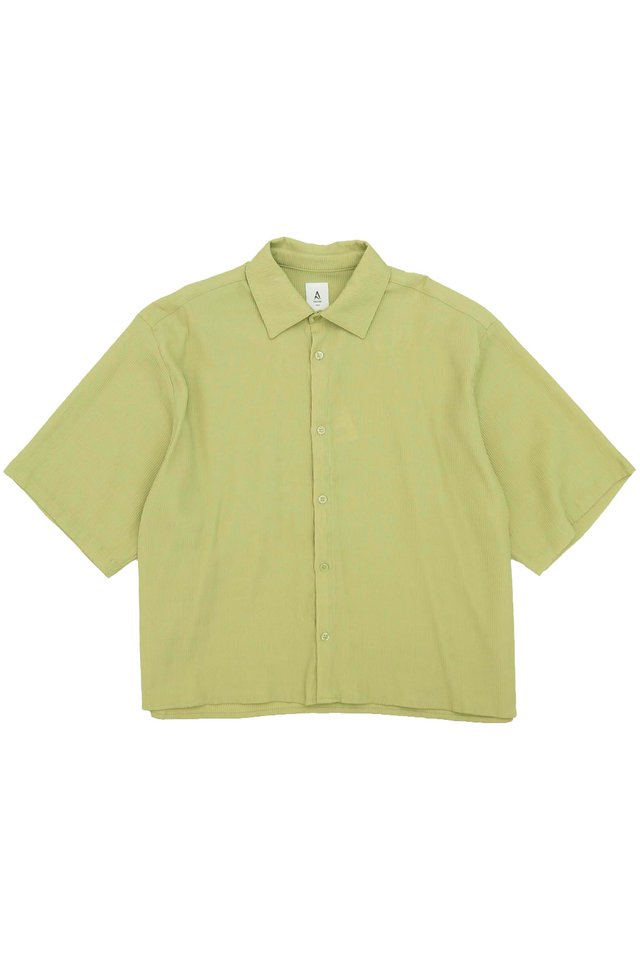 ISSE "FLUTED" BOXY-FIT SHIRT IN AVOCADO