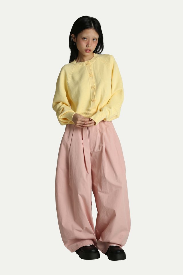 DAHLIA RAGLAN KNIT CARDIGAN IN LEMON