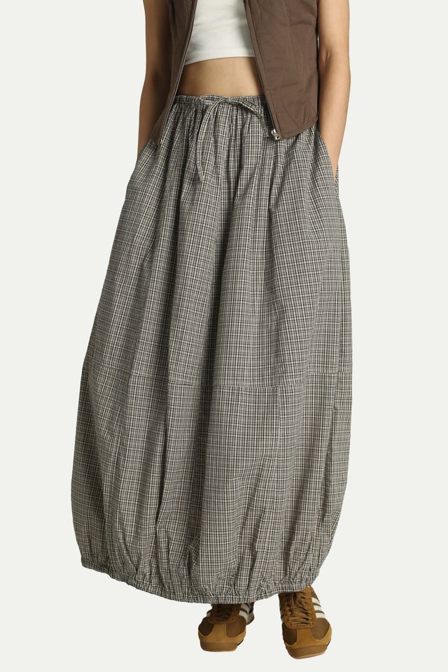 ALETTE PANELLED MIDI SKIRT IN CHECKS