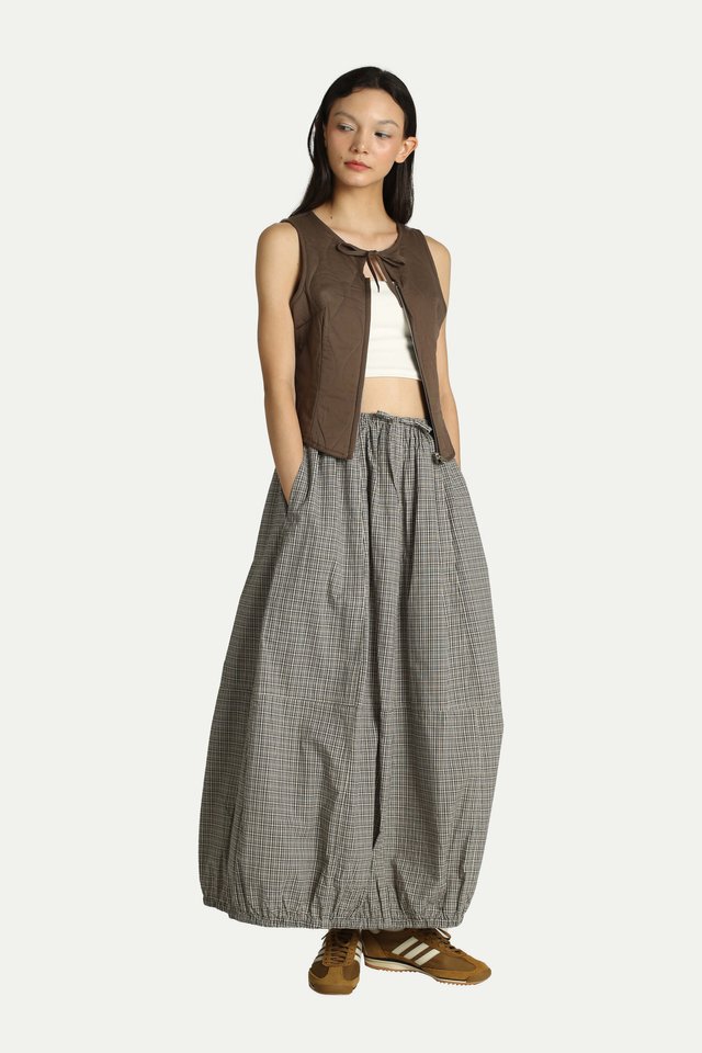 ALETTE PANELLED MIDI SKIRT IN CHECKS