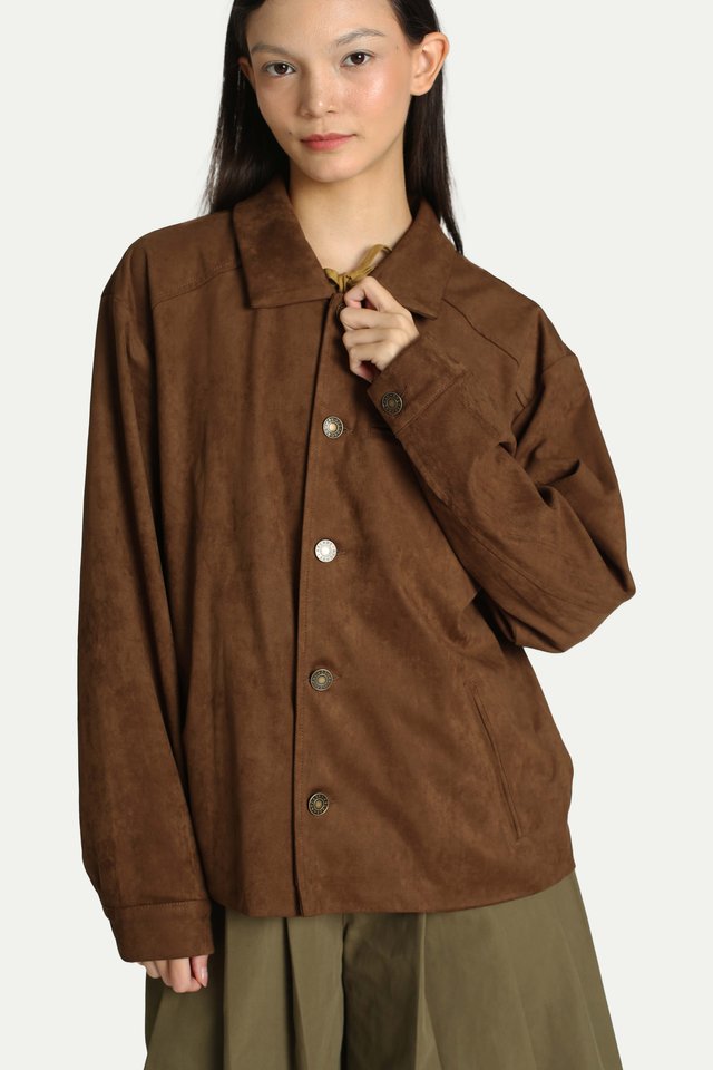 ELISE FAUX SUEDE JACKET IN BAMBI