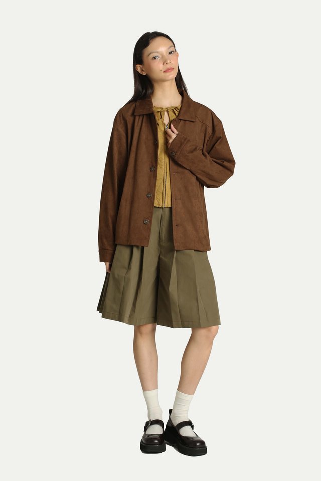 ELISE FAUX SUEDE JACKET IN BAMBI