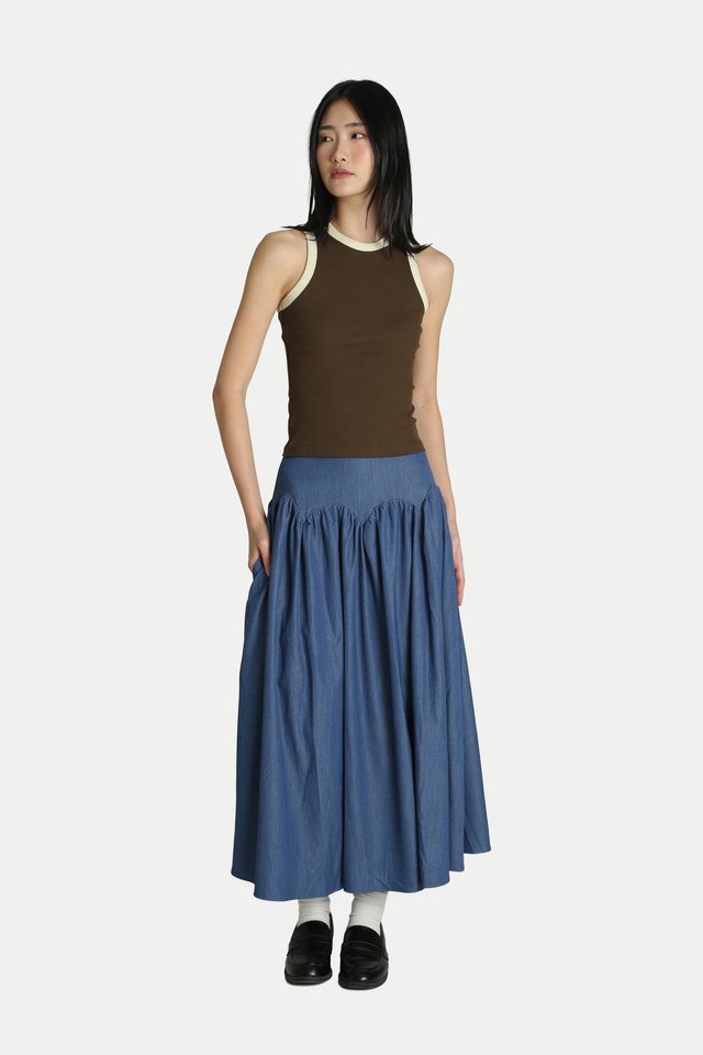 YUNA CONTRAST TANK IN WALNUT