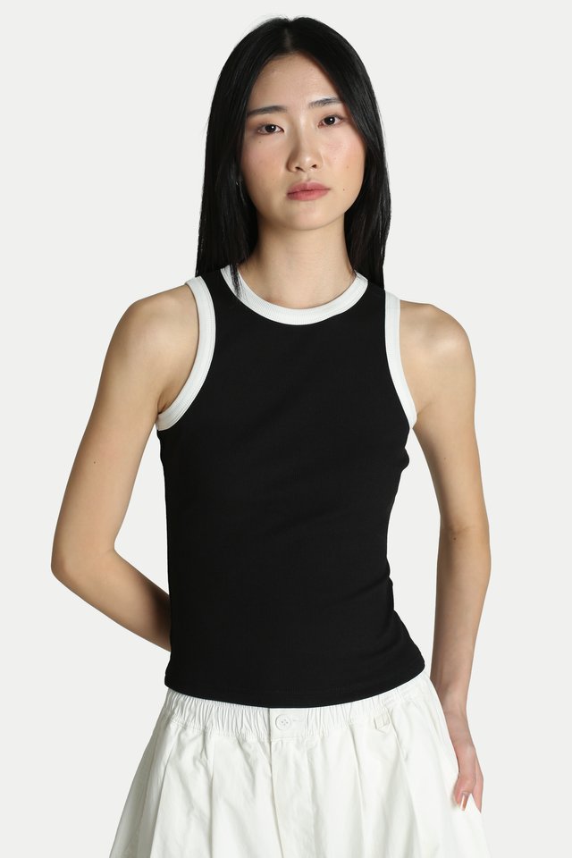 YUNA CONTRAST TANK IN BLACK