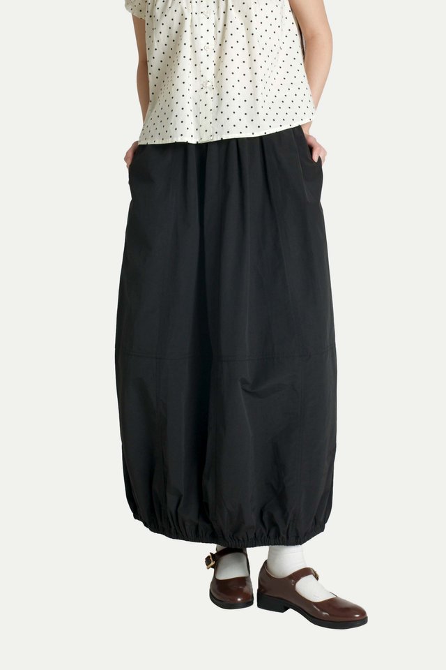 ALETTE PANELLED MIDI SKIRT IN BLACK