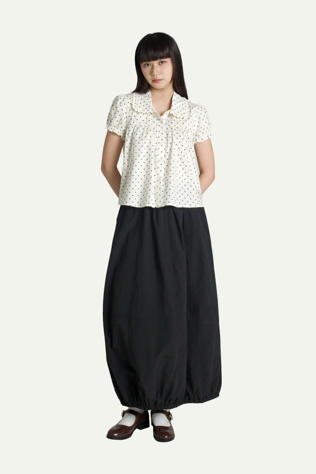 ALETTE PANELLED MIDI SKIRT IN BLACK