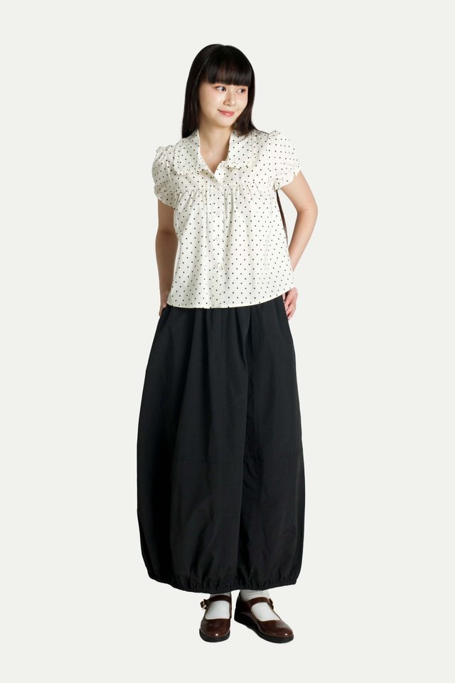 ARABELLA POLKA DOT BABYDOLL TOP IN WHITE