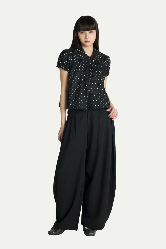 ARABELLA POLKA DOT BABYDOLL TOP IN BLACK