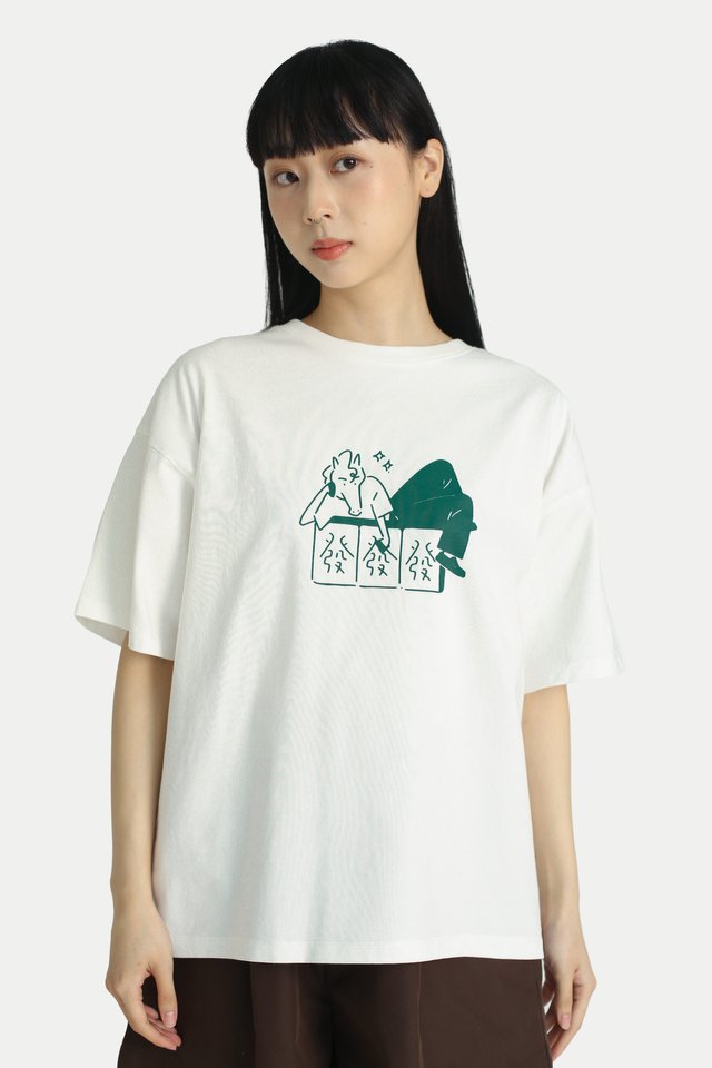 "LUCKY HORSE" TEE IN WHITE
