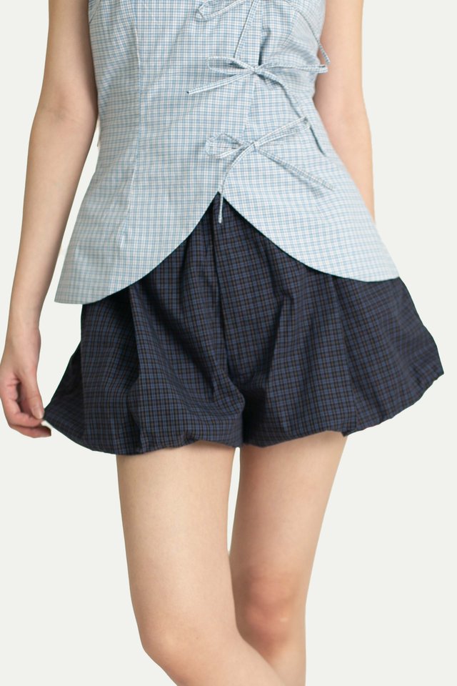 MACIE MINI BUBBLE SHORTS IN COASTAL CHECKS