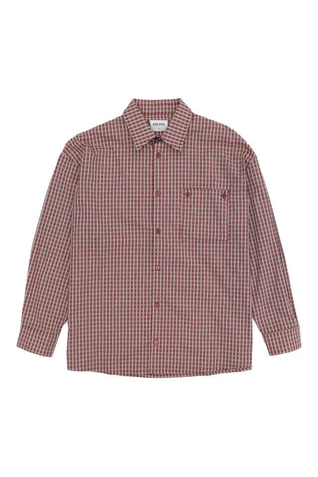 WALT CHECKED POCKET SHIRT IN BERRY