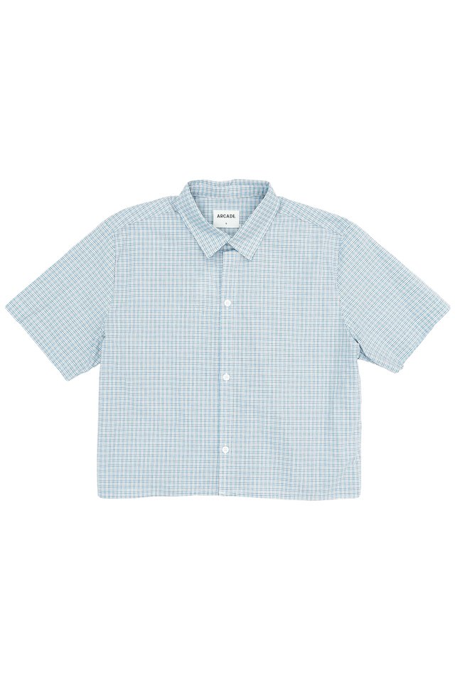 EMERY CROPPED CHECKED SHIRT IN SKY