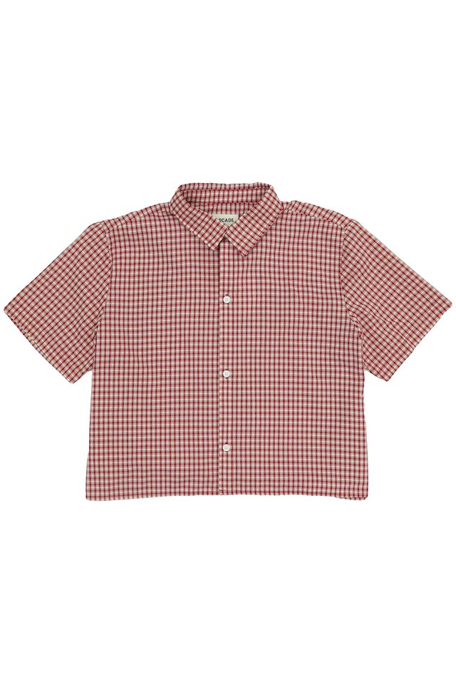 EMERY CROPPED CHECKED SHIRT IN RED
