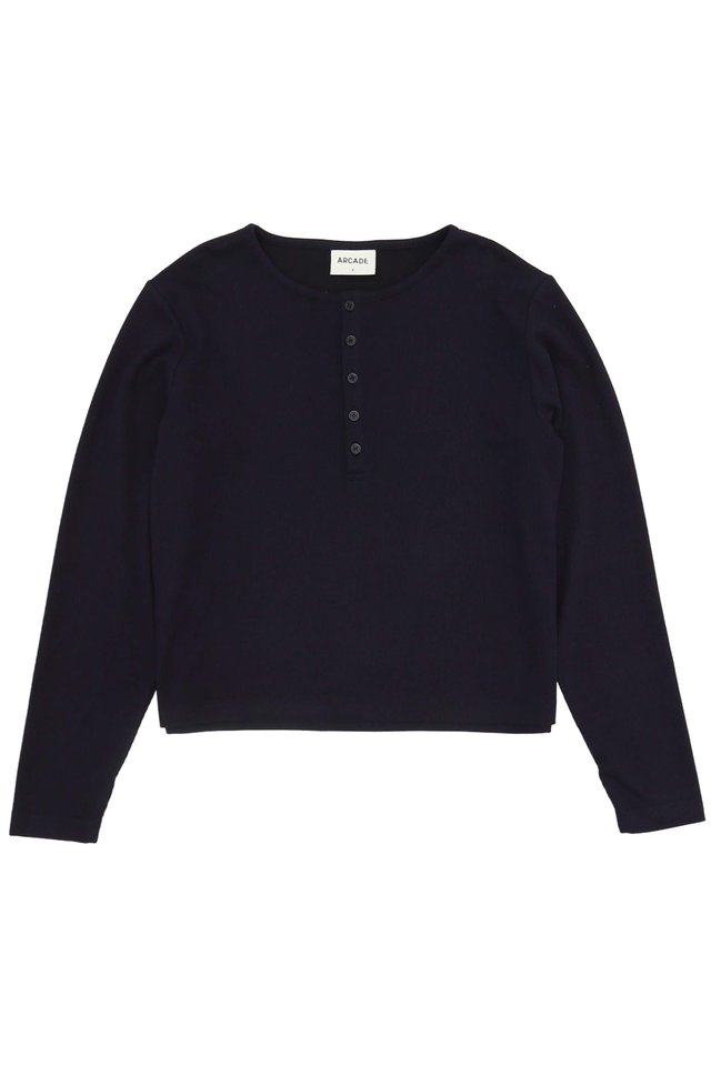 WEST CROPPED HENLEY TOP IN INDIGO